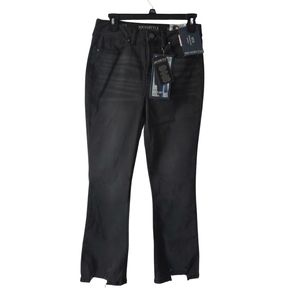 Size 6 black jeans "High Rise Fit" cutout hem Distressed denim pants Edgy Grunge